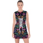Mexican Folk Art Seamless Pattern Lace Up Front Bodycon Dress