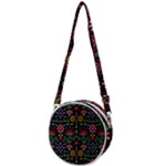 Mexican Folk Art Seamless Pattern Crossbody Circle Bag