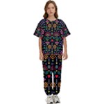Mexican Folk Art Seamless Pattern Kids  T-Shirt and Pants Sports Set