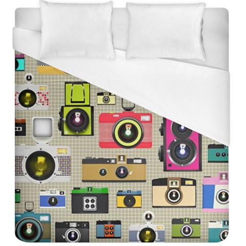 Retro Camera Pattern Graph Duvet Cover (King Size) from ZippyPress