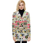 Retro Camera Pattern Graph Button Up Hooded Coat 