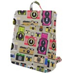 Retro Camera Pattern Graph Flap Top Backpack