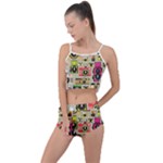Retro Camera Pattern Graph Summer Cropped Co-Ord Set