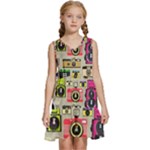 Retro Camera Pattern Graph Kids  Sleeveless Tiered Mini Dress