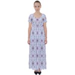 Pattern Texture Design Decorative High Waist Short Sleeve Maxi Dress