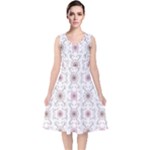 Pattern Texture Design Decorative V-Neck Midi Sleeveless Dress 