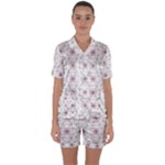 Pattern Texture Design Decorative Satin Short Sleeve Pajamas Set