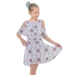 Pattern Texture Design Decorative Kids  Shoulder Cutout Chiffon Dress
