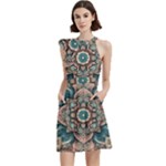 Floral Flora Flower Flowers Nature Pattern Cocktail Party Halter Sleeveless Dress With Pockets