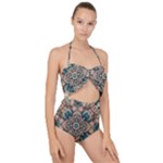 Floral Flora Flower Flowers Nature Pattern Scallop Top Cut Out Swimsuit