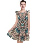 Floral Flora Flower Flowers Nature Pattern Tie Up Tunic Dress