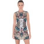 Floral Flora Flower Flowers Nature Pattern Lace Up Front Bodycon Dress
