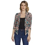 Floral Flora Flower Flowers Nature Pattern Women s Draped Front 3/4 Sleeve Shawl Collar Jacket