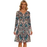 Floral Flora Flower Flowers Nature Pattern Long Sleeve Dress With Pocket