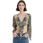 Floral Flora Flower Flowers Nature Pattern Trumpet Sleeve Cropped Top