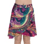 Human Eye Pattern Chiffon Wrap Front Skirt