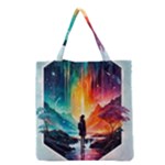 Starry Night Wanderlust: A Whimsical Adventure Grocery Tote Bag