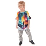 Starry Night Wanderlust: A Whimsical Adventure Kids  Raglan T-Shirt