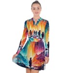 Starry Night Wanderlust: A Whimsical Adventure Long Sleeve Panel Dress
