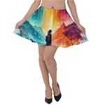 Starry Night Wanderlust: A Whimsical Adventure Velvet Skater Skirt