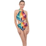 Starry Night Wanderlust: A Whimsical Adventure Halter Side Cut Swimsuit