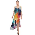 Starry Night Wanderlust: A Whimsical Adventure Maxi Chiffon Cover Up Dress