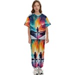 Starry Night Wanderlust: A Whimsical Adventure Kids  T-Shirt and Pants Sports Set