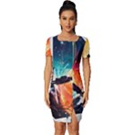 Starry Night Wanderlust: A Whimsical Adventure Fitted Knot Split End Bodycon Dress