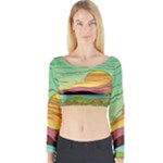 Painting Colors Box Green Long Sleeve Crop Top