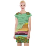 Painting Colors Box Green Cap Sleeve Bodycon Dress