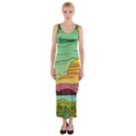 Painting Colors Box Green Fitted Maxi Dress
