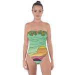 Painting Colors Box Green Tie Back One Piece Swimsuit