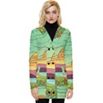 Painting Colors Box Green Button Up Hooded Coat 