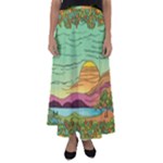 Painting Colors Box Green Flared Maxi Skirt