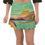 Painting Colors Box Green Fishtail Mini Chiffon Skirt