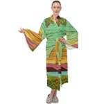 Painting Colors Box Green Maxi Velvet Kimono