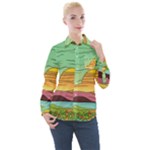 Painting Colors Box Green Women s Long Sleeve Pocket Shirt