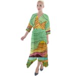 Painting Colors Box Green Quarter Sleeve Wrap Front Maxi Dress