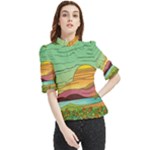 Painting Colors Box Green Frill Neck Blouse