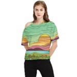 Painting Colors Box Green One Shoulder Cut Out T-Shirt