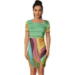 Painting Colors Box Green Fitted Knot Split End Bodycon Dress