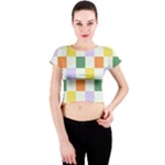 Board Pictures Chess Background Crew Neck Crop Top