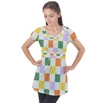 Board Pictures Chess Background Puff Sleeve Tunic Top