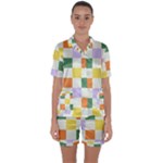 Board Pictures Chess Background Satin Short Sleeve Pajamas Set