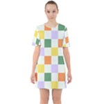 Board Pictures Chess Background Sixties Short Sleeve Mini Dress
