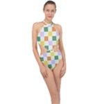 Board Pictures Chess Background Halter Side Cut Swimsuit