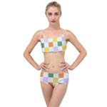Board Pictures Chess Background Layered Top Bikini Set