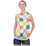 Board Pictures Chess Background High Neck Satin Top