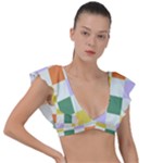 Board Pictures Chess Background Plunge Frill Sleeve Bikini Top