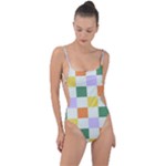 Board Pictures Chess Background Tie Strap One Piece Swimsuit